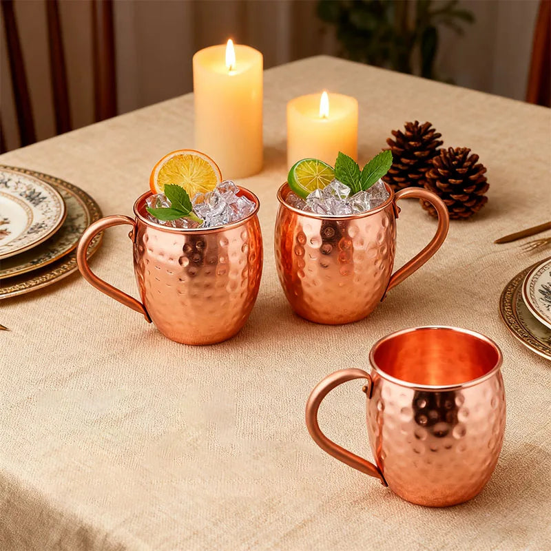 100% Kupfer Moscow Mule Becher Langlebige Kupferfarbene Bierkrüge 350ml Kaffeebecher Milchbecher Reiner Kupfer Barbecher Trinkgefäß