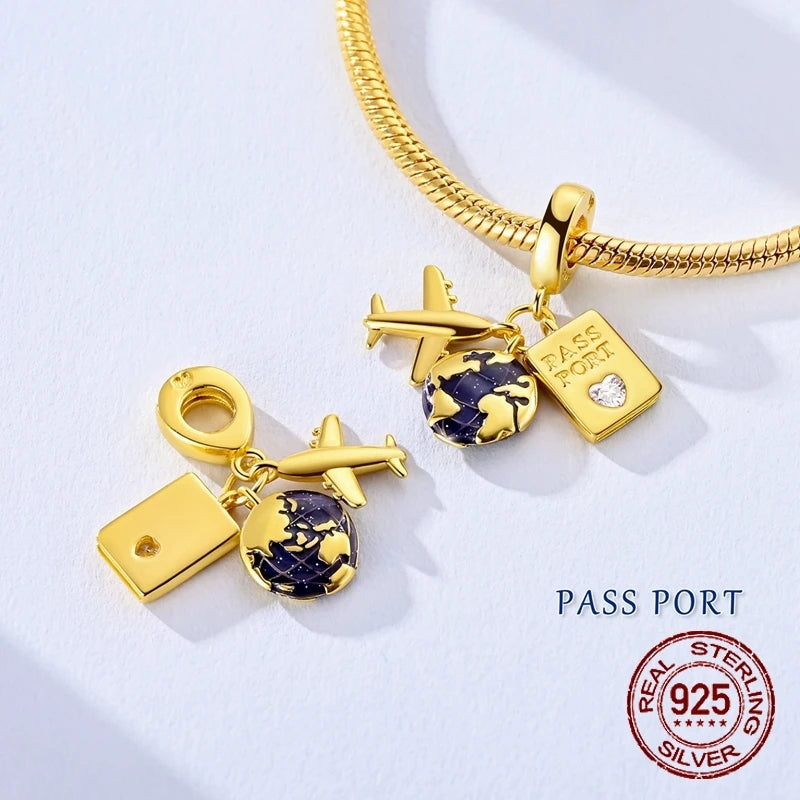 Golden Series Charms aus 925er-Sterlingsilber, zu öffnender Wal-Schmetterlings-Sonnen-Anhänger, CZ-Zirkon, passend für Original-Armbänder, DIY-Schmuck