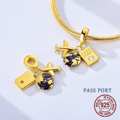 Golden Series Charms aus 925er-Sterlingsilber, zu öffnender Wal-Schmetterlings-Sonnen-Anhänger, CZ-Zirkon, passend für Original-Armbänder, DIY-Schmuck