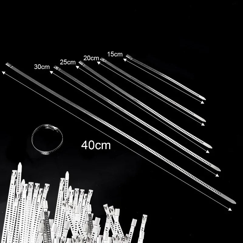 Neue Edelstahl Kabelbinder Selbstsichernde Metall Wrap Strap Mehrzweck Kabelbinder Draht Befestigungen Hardware Organizer Großhandel