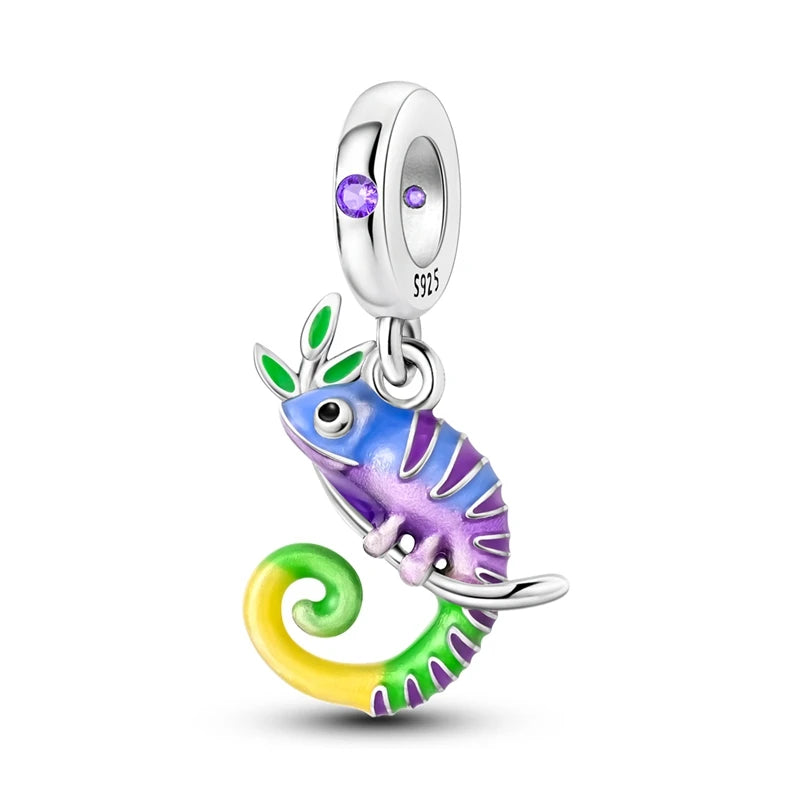 Sicherheitsketten aus 925er-Sterlingsilber, violette Serie, Schmetterling, Widder, Zwillinge, passend für Original-Armbänder, DIY-Schmuckherstellung, Geschenk für Frauen