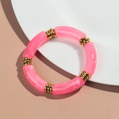 Vintage Chunky Bamboo Elbow Acrylic Bracelets for Women Men Rock Punk Stretch Large Curved Tube Stacking Bangle Couple Jewelry Gifts