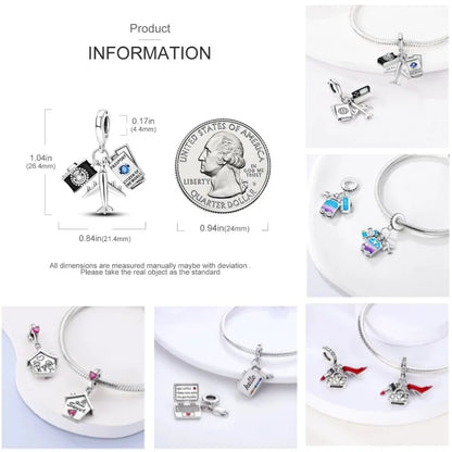 Flugzeug-Charm, 925er Silber, Original-Zirkon, Kleeblatt, Avocado, Charms, Perle, passend für Armbänder, DIY-Schmuck für Frauen, Hochzeitstag, Geschenk