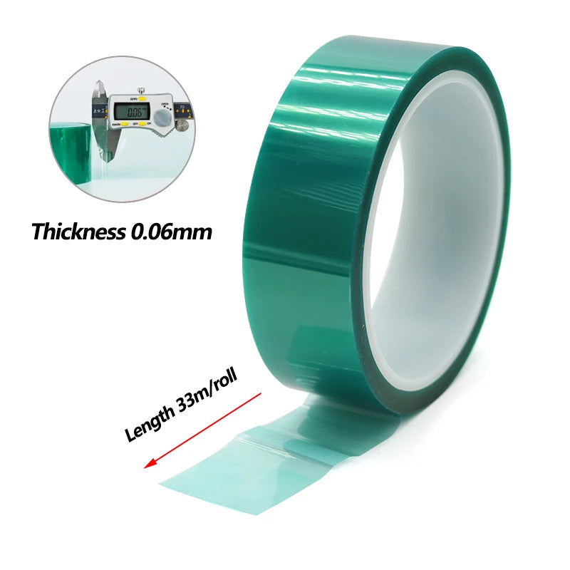 33 m/Rolle PET-Folienband, Hochtemperatur-PCB-Löten, SMT-Beschichtung, Abschirmung, hitzebeständiger Isolierschutz, grüne, spurlose Bänder