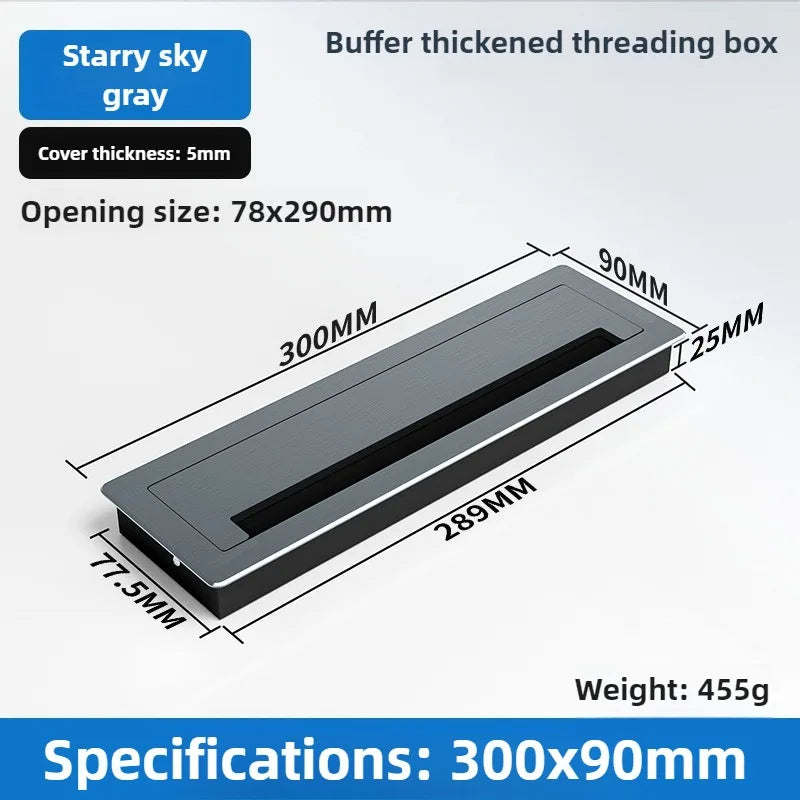 1 Stück rechteckige Schreibtisch-Kabeldurchführungen aus Aluminiumlegierung, Abdeckung für Kabelloch, Kabelauslass, Oberflächen-Tischkabelloch, Möbelbeschläge