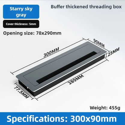 1 Stück rechteckige Schreibtisch-Kabeldurchführungen aus Aluminiumlegierung, Abdeckung für Kabelloch, Kabelauslass, Oberflächen-Tischkabelloch, Möbelbeschläge