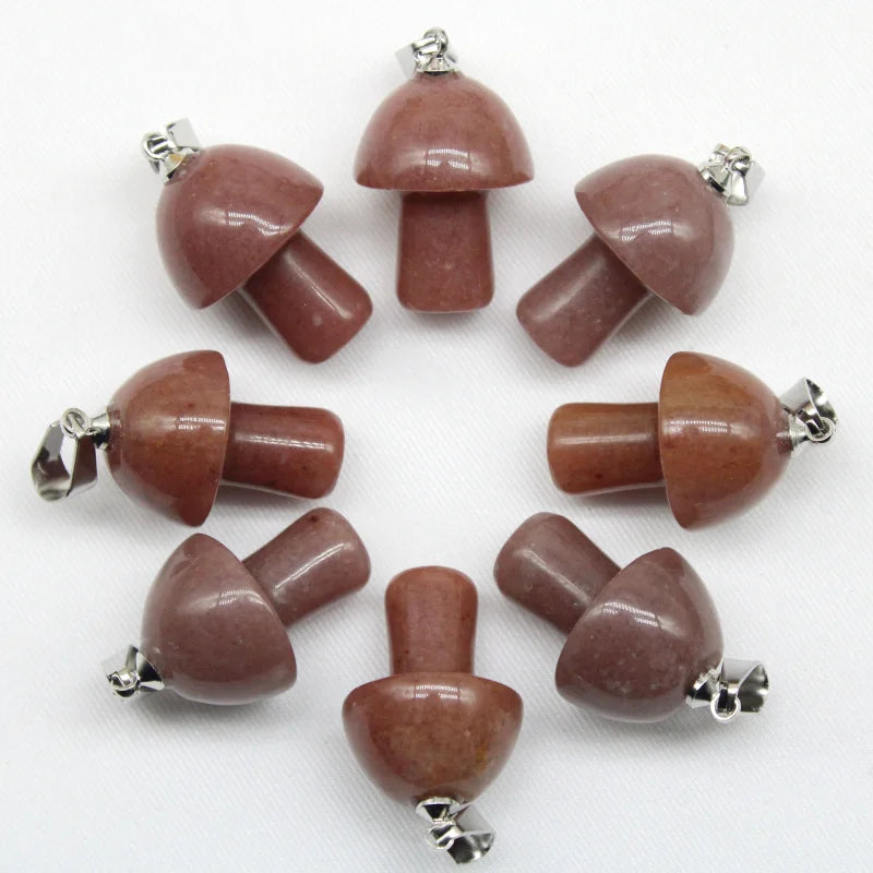 15 stücke Natürliche Stein Anhänger Quarz Kristall Amethyst Achate Aventurin Pilz Stein Anhänger für DIY Machen Zubehör