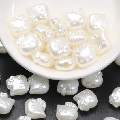 50 stücke 11mm Acryl Imitation Perle Perlen Cartoon Katze Perlen Für Schmuck Machen Armband Halskette Hand Diy Zubehör