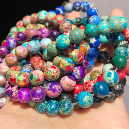 4/6/8/10mm Naturstein Meeressediment Imperial Jaspis Runde Lose Perlen für Schmuck Machen Handarbeiten diy Charms Armband 15''