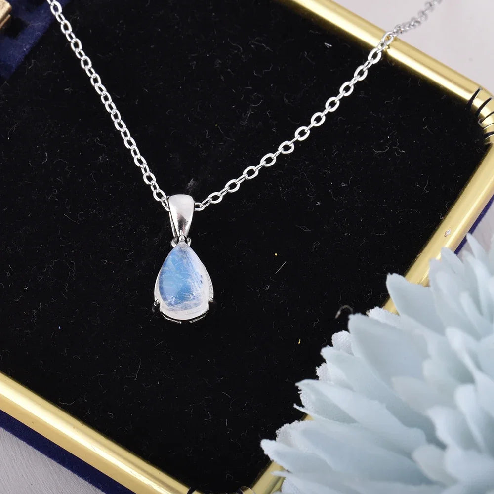 Itsmos Mondstein s925 Sterling Silber Anhänger Halskette Heil geschenke Wasser tropfen Mondstein Schmuck Mutter Geschenke für Frauen