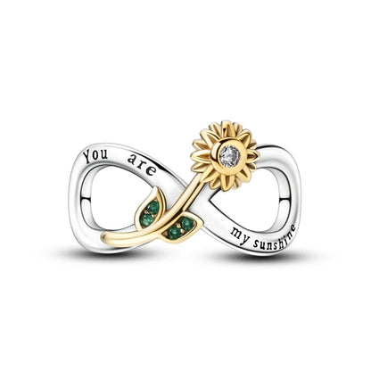 Blumen-Charms aus 925er Silber, Sonnenblumen-Tulpen-Anhänger, passend für Original-Pan-Armbänder zur Herstellung von Schmuck