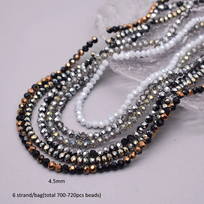4 mm Farbschema, 6 Stränge/Beutel, Rondelle-Kristallglasperlen, facettierte lose Distanzperlen für Schmuckherstellung, Schmuck, DIY-Halskette