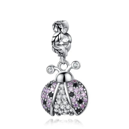 Lila Serie 925 Sterling Silber Traubenblüten Weinflasche Lebensbaum Tulpen Schnur-Dekoration Passend für DIY Armband Halskette Geschenk