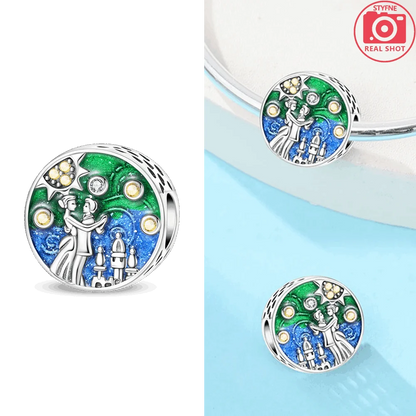 Original 925 Silber Lila Romantische Sternenplanet Perlen Halskette Charms Perlen Fit Armband Frauen Diy Zubehör Feines Geschenk