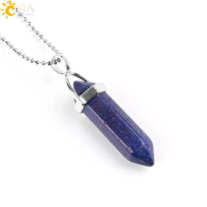 CSJA Sechseckige Kugel Kristall Halsketten Natürlicher Edelstein Quarz Halskette Anhänger Chakra Amethysten Rosa Quarz Lapislazuli G957