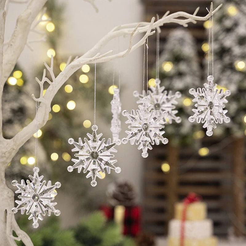 Weihnachtsbaum Schneeflocken Anhänger Dekoration Neujahr Dekor Kunststoff hängende Schneeflocke Baum Ornament für Weihnachtsfeierzubehör