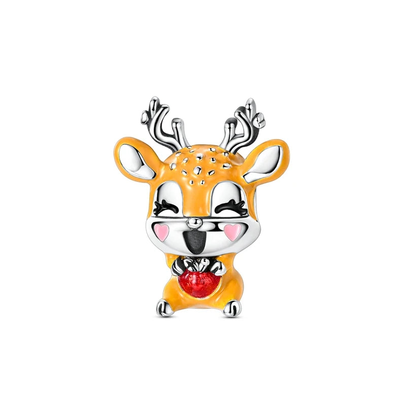Kürbishaus-Perlen und Kuchen-Donut-Herzform aus 925er-Sterlingsilber, dreifach baumelnder Charm, passend für Armbänder, goldene orangefarbene Anhänger-Geschenke