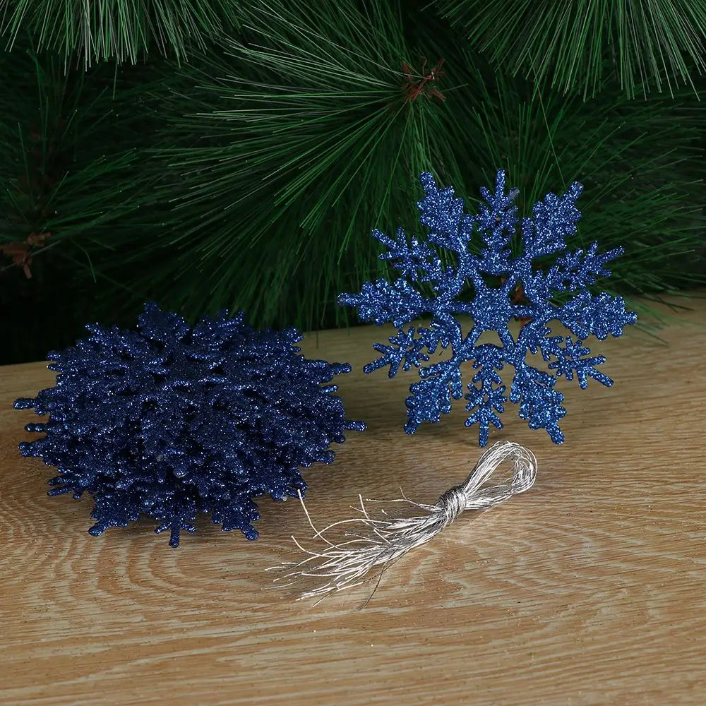 12pcs 7.5cm Gold Powder Snowflakes for Christmas, Charming White Christmas Tree Decor, Christmas Celebration Holiday Christmas Ornaments, Home Decor