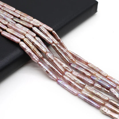 Natürliche Süßwasserperlen, langer Streifen, lose Distanzperlen für Schmuckherstellung, DIY-Armbänder, Halsketten, Zubehör, 5 x 20 mm
