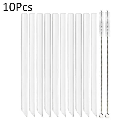 /14mm hohes Boro silikat glas Stroh Stück wieder verwendbare umwelt freundliche Trinkhalme Set Bubble Tea Smoothies Bar Zubehör