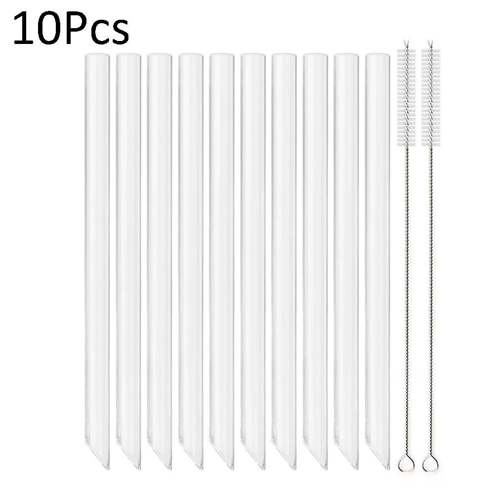 /14mm hohes Boro silikat glas Stroh Stück wieder verwendbare umwelt freundliche Trinkhalme Set Bubble Tea Smoothies Bar Zubehör