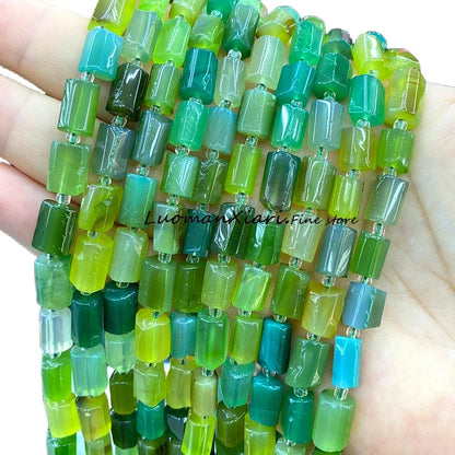 8x12mm Naturstein Grüner Malachit Unregelmäßiger Zylinder Lose Distanzperlen für Schmuckherstellung Diy Armband Charms Zubehör
