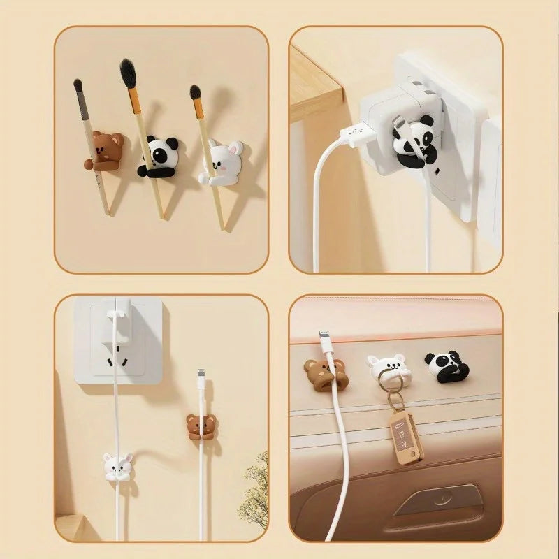 Nette Cartoon Tiere Kabel Clip Wickler Organizer Runde Ladegerät Kabel Clips Schreibtisch Ordentlich Management Draht Kleber Halter Klemme Büro