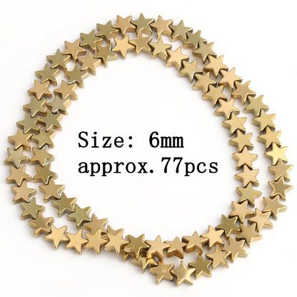 AAA+ Retention Farbe Natürliche vergoldete Hämatit Perle Herz Runde Stern Spacer Lose Perlen für Schmuck Machen DIY Charm Armband