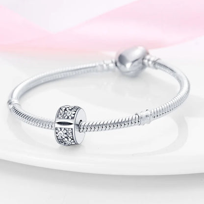 Kleeblatt-Schneeflockenfarbene Sicherheitsschnalle aus 925er Sterlingsilber für modische Damen-Charm-Perlen, geeignet für DIY-Armbänder