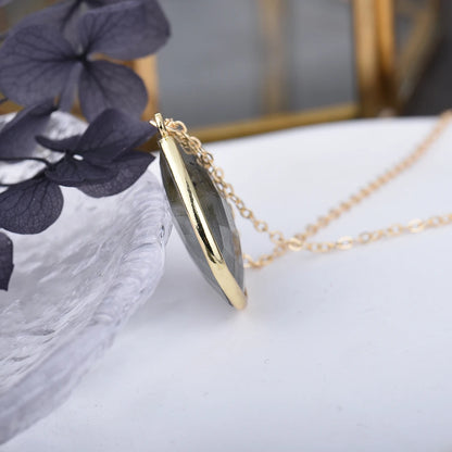 Itsmos natürlicher Labradorit vergoldete Anhänger Halskette einfacher facettierter Wasser tropfens tein 25mm eleganter Schmuck für Frauen romatisch