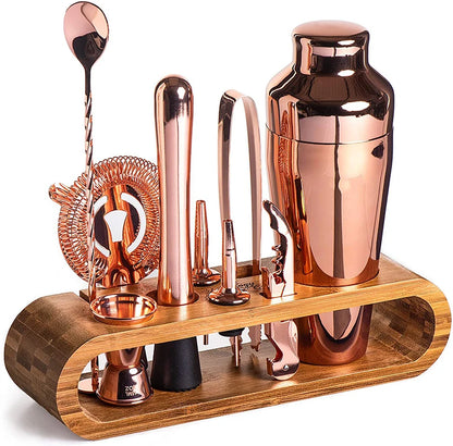 Cocktail Bar set Mixology Bartender Kit: 10-Stück Bar Werkzeug Set mit Stilvolle Bambus Stehen
