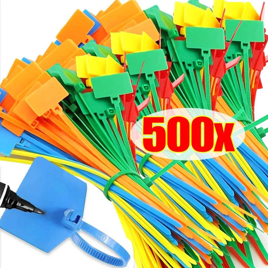 500/100 Stück Nylon-Kabelbinder, Kunststoff-Schlaufenbinder, Marker, Etikett, Kabel, selbstsichernder Reißverschluss, waschbare Riemen für die Aufbewahrung zu Hause, im Büro, im Garten