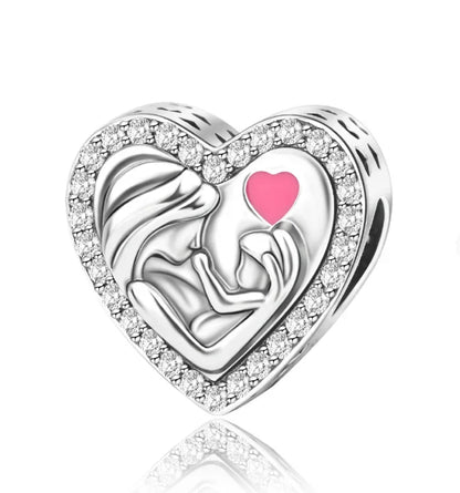 Bezaubernde herzförmige Perlen aus 925er-Sterlingsilber, Familie, Liebe, Tier, Fußabdruck, Charm-Armband, Halskette, passend für Frauen, DIY-Urlaubsgeschenke