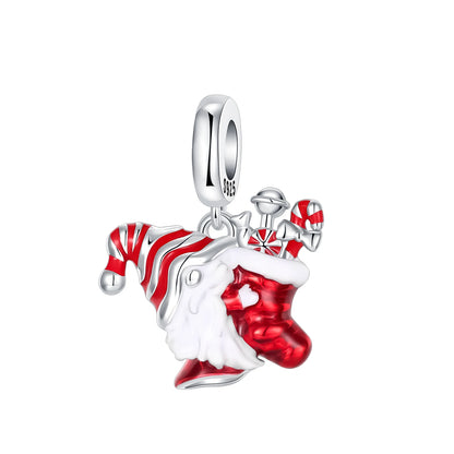 Herz- und Orgel-Charm, 925er-Sterlingsilber, roter Rosenschädel, baumelnder Anhänger, dunkle ästhetische Passform, Armreif, Halskette, DIY-Schmuck