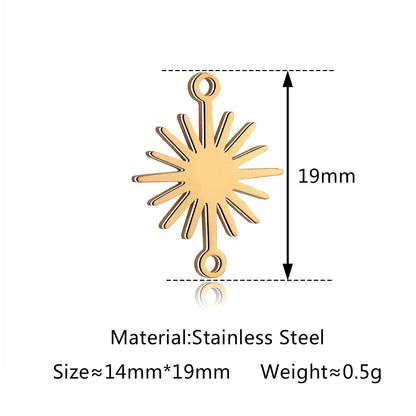 5Pcs Hohl Stern/Mond/Sonne Doppel Loch Charme Edelstahl Halskette Armband Anhänger DIY Link Stecker Schmuck machen Liefert