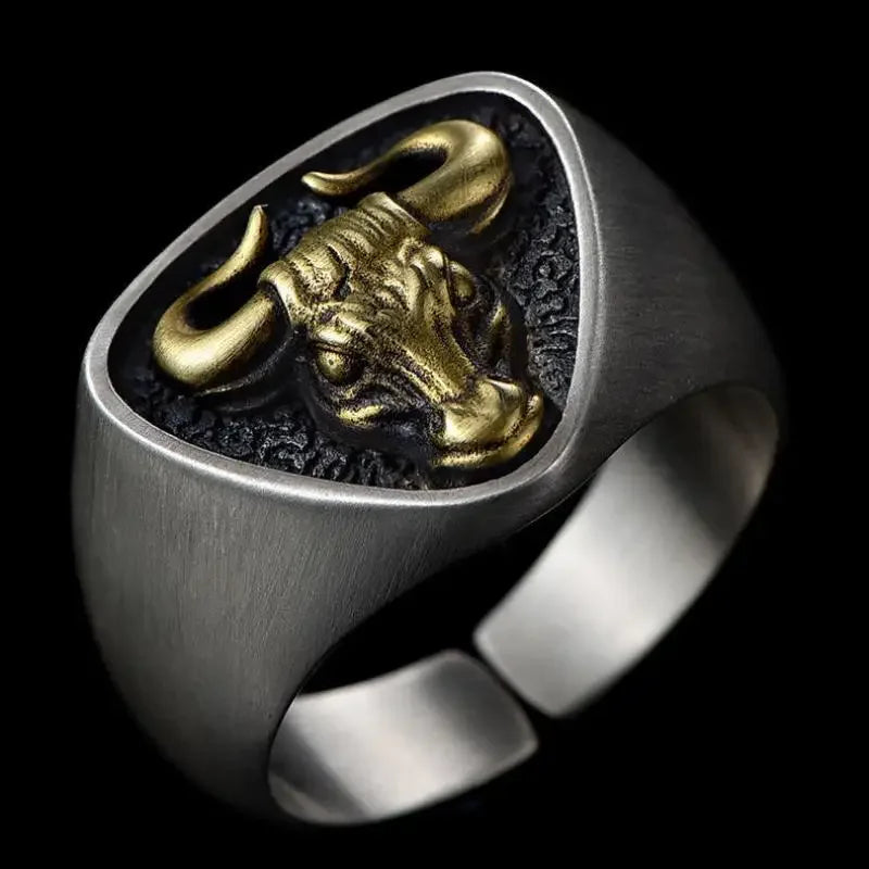 Retro Poseidon Kompass Ring versilbert Hexagramm Öffnung verstellbarer Ring Männer und Frauen Hip-Hop Trend Schmuck Geschenk
