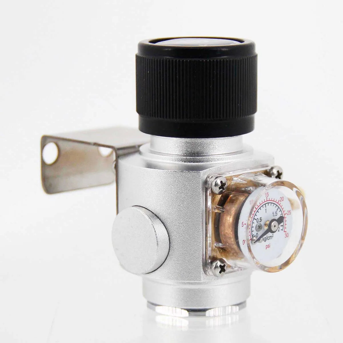 Verstellbarer Co2-Regler mit einem Knopf, 30 psi, mit Montagehalterung, 8-mm-Schlauchtülle, Verwendung mit 5/8-Zoll-Kartusche, Homebrew-Fassung