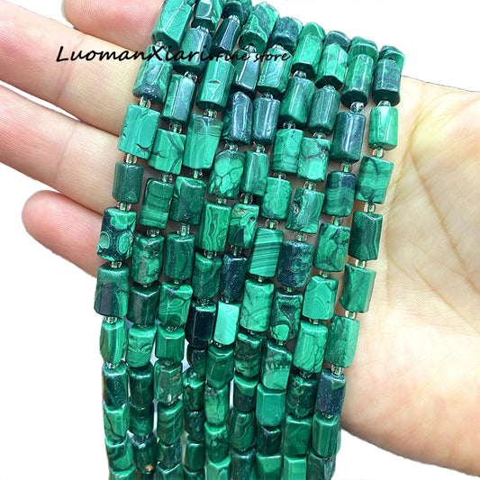 8x12mm Naturstein Grüner Malachit Unregelmäßiger Zylinder Lose Distanzperlen für Schmuckherstellung Diy Armband Charms Zubehör