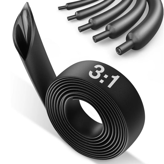 Φ1/16" bis Φ2-5/9" Schrumpfschlauch, Verhältnis 3:1, doppelwandiges, mit Kleber ausgekleidetes, schrumpfbares Drahtwickelrohr, wasserdicht, industriell, schwarz