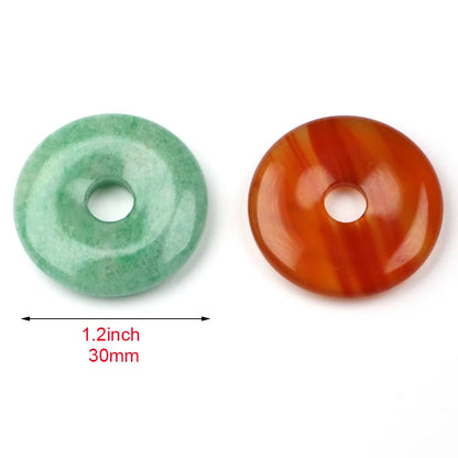 30 mm Donut-Naturstein, Heilkristall, Amethyst, Amazonit, Achat, Quarz, Edelstein für Kunsthandwerk, Zubehör, Glücksgeschenke