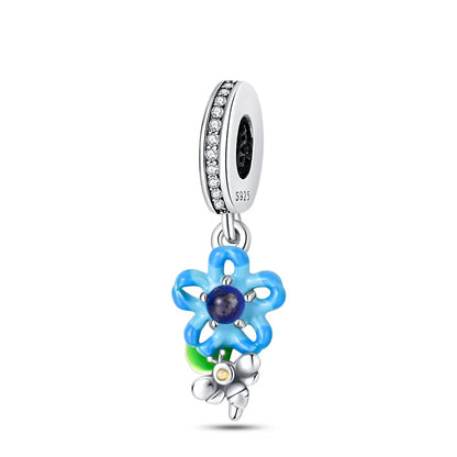 Blue Series Charm-Anhänger aus 925er-Sterlingsilber, Dackel-Feder, Meer, Kokosnussbaum, Stern, Hexe, passend für DIY-Armbänder, Halsketten, Partygeschenke