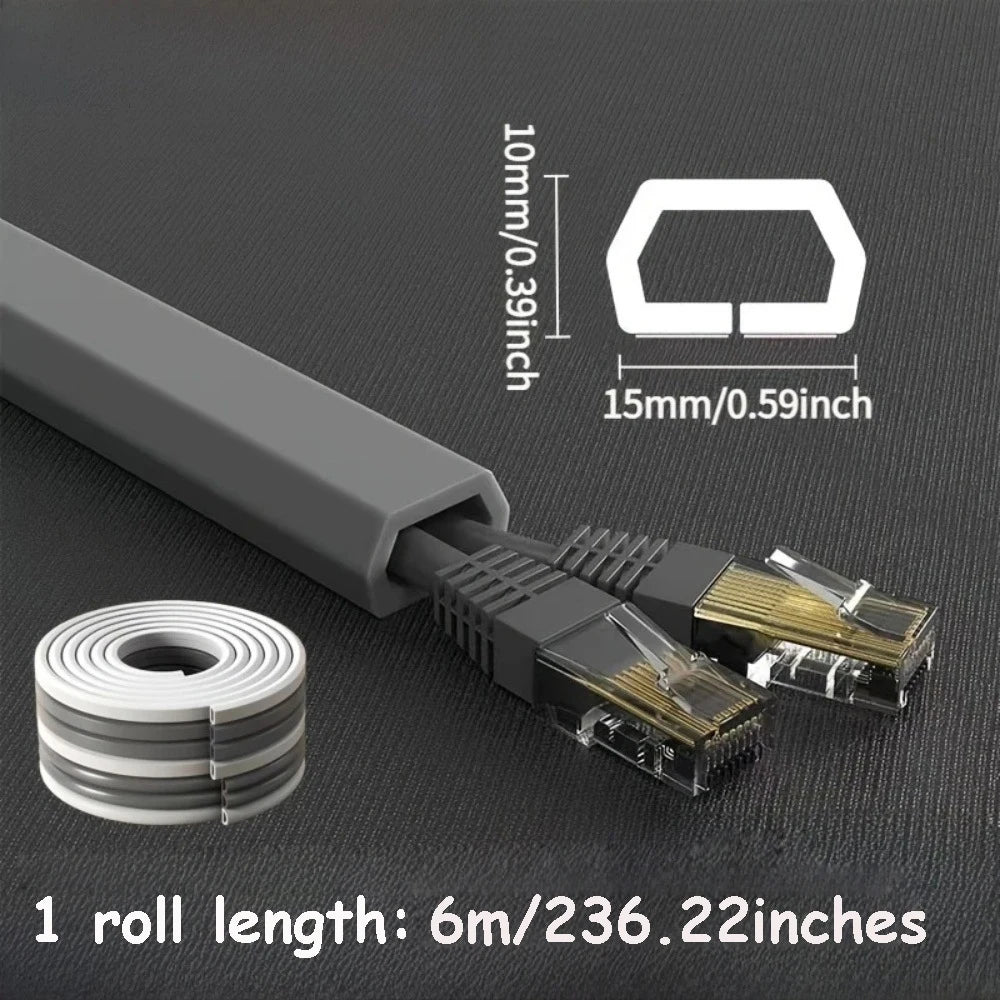 1 Rolle langer, selbstklebender Kabelschutz, Kabelabdeckung für Kabel an Wänden, Böden, aus PVC-Material, einfache Installation