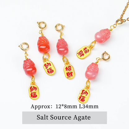 1 Stück Naturstein Salzquelle Achat geschnitzt Cartoon Katze Anhänger niedliche Charms für Schmuckherstellung DIY Armband Halskette Zubehör