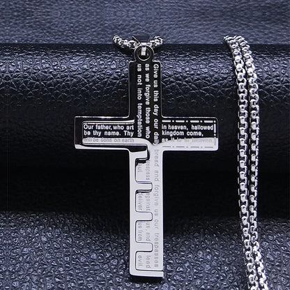 HNSP Edelstahl Splice Bibel Kreuz Anhänger Halskette Für Männer Religion Christian Schmuck Zubehör
