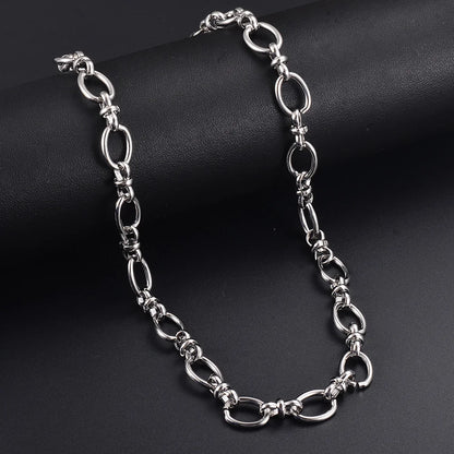 1 Stück Damen Herren Edelstahl handgefertigt ovale Kette Halskette Armband hochwertige große Kette Halskette Punk schwerer Schmuck
