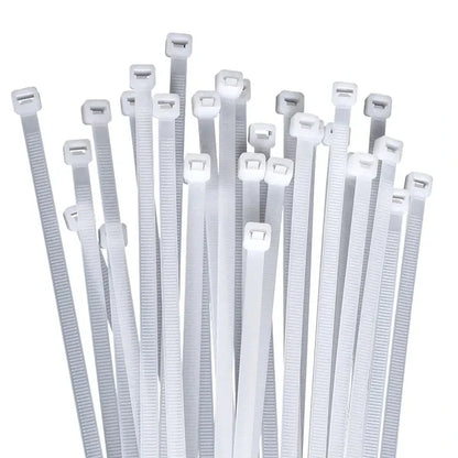250/500/1000 Stück selbstsichernde weiße schwarze Kunststoff-Nylon-Kabelbinder, Befestigungsring, Nylon-Klemmband mit Schloss, 3 x 100, 4 x 300 mm