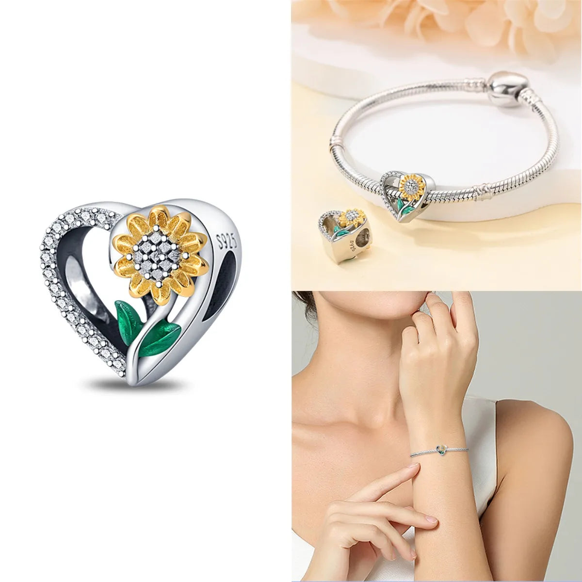 Bezaubernde herzförmige Perlen aus 925er-Sterlingsilber, Familie, Liebe, Tier, Fußabdruck, Charm-Armband, Halskette, passend für Frauen, DIY-Urlaubsgeschenke