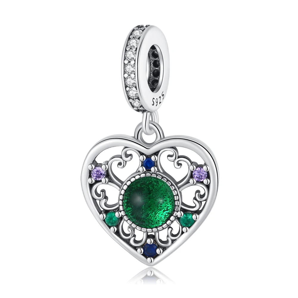 Heißer Verkauf 925er Sterlingsilber, rotes Herz und Pfeil, baumelnder Charm und blauer Murano-Glas-Delfine-Anhänger, passend für Armband, Modeschmuck