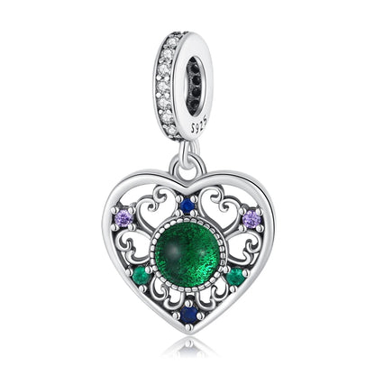 Heißer Verkauf 925er Sterlingsilber, rotes Herz und Pfeil, baumelnder Charm und blauer Murano-Glas-Delfine-Anhänger, passend für Armband, Modeschmuck