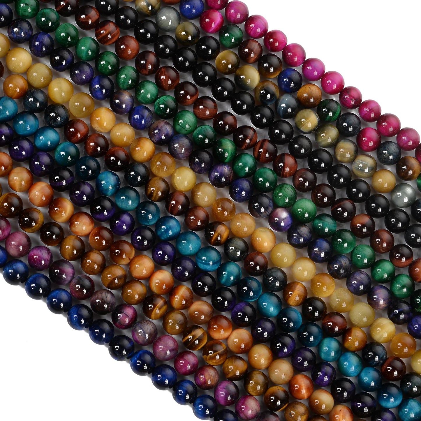 Natursteinperlen, mehrfarbig, Tigerauge, lose Distanzperlen für die Herstellung von Armbändern, Schmuck, DIY-Zubehör, Auswahlgröße 4/6/8/10/12 mm